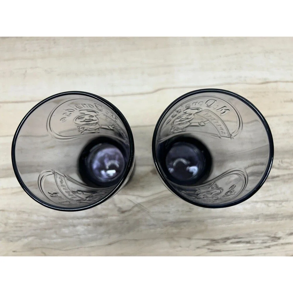 Vtg 1955 McDonald's Purple Drinking Glasses Speedee Embossed 12Oz Set Of 2